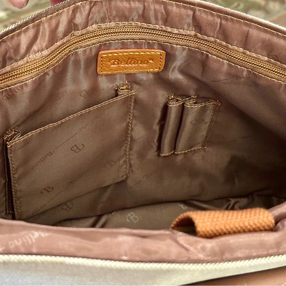 Bellino Russo Leather/Canvas Laptop Briefcase with Shoulder Strap (Company Logo)